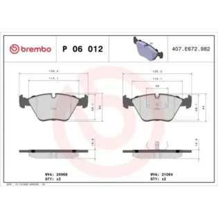 BREMBO P06012 Juego de pastillas de freno