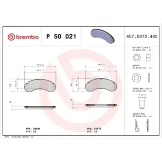 BREMBO P50021 Juego de pastillas de freno