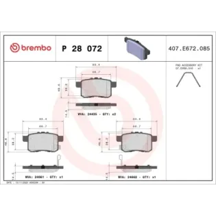 BREMBO P28072 Juego de pastillas de freno