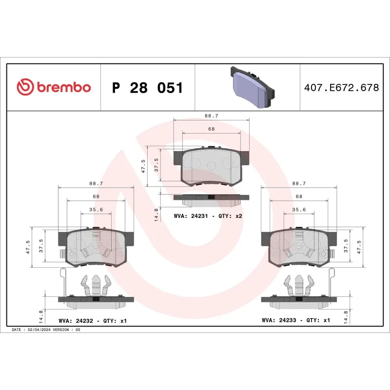 BREMBO P28051 Juego de pastillas de freno