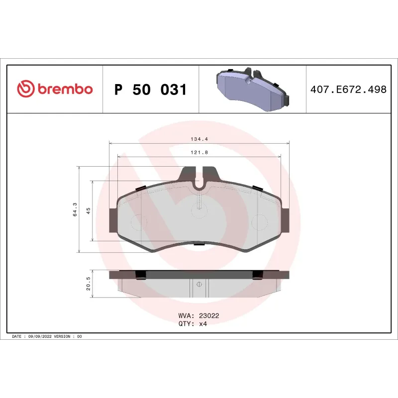 BREMBO P50031 Juego de pastillas de freno