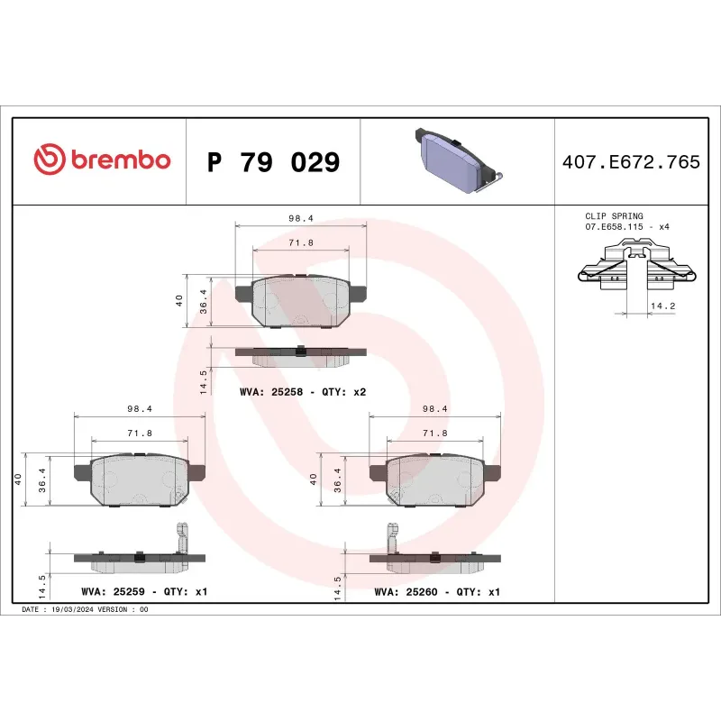 BREMBO P79029 Juego de pastillas de freno