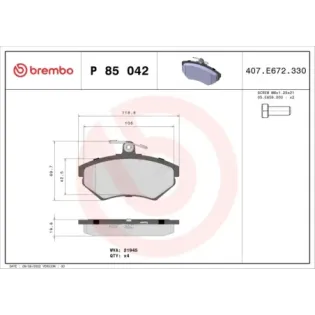 BREMBO P85042 Juego de pastillas de freno