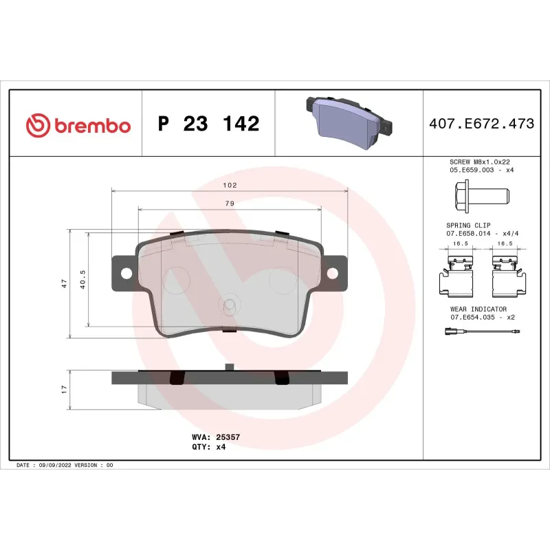 BREMBO P23142 Juego de pastillas de freno