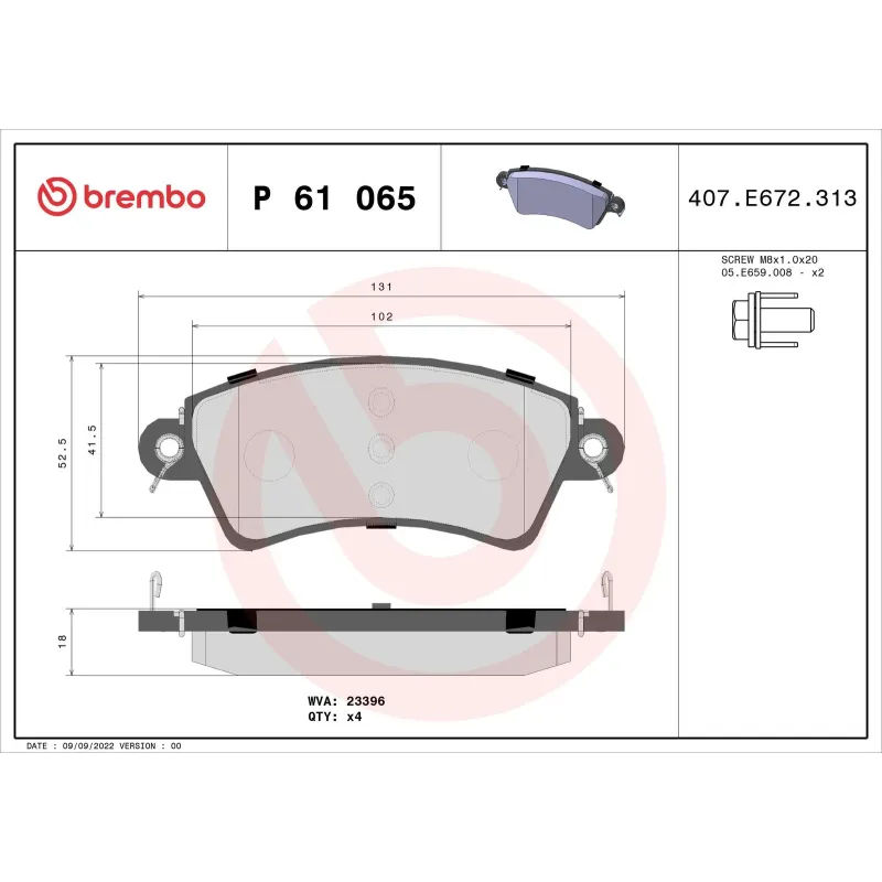 BREMBO P61065 Juego de pastillas de freno