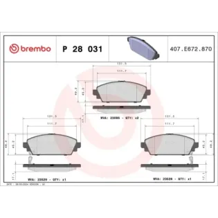 BREMBO P28031 Juego de pastillas de freno