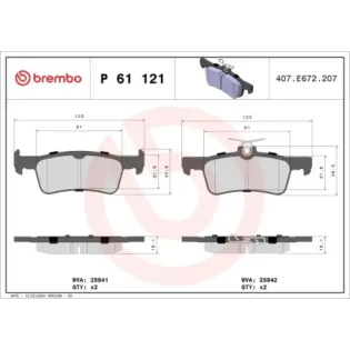 BREMBO P61121 Juego de pastillas de freno