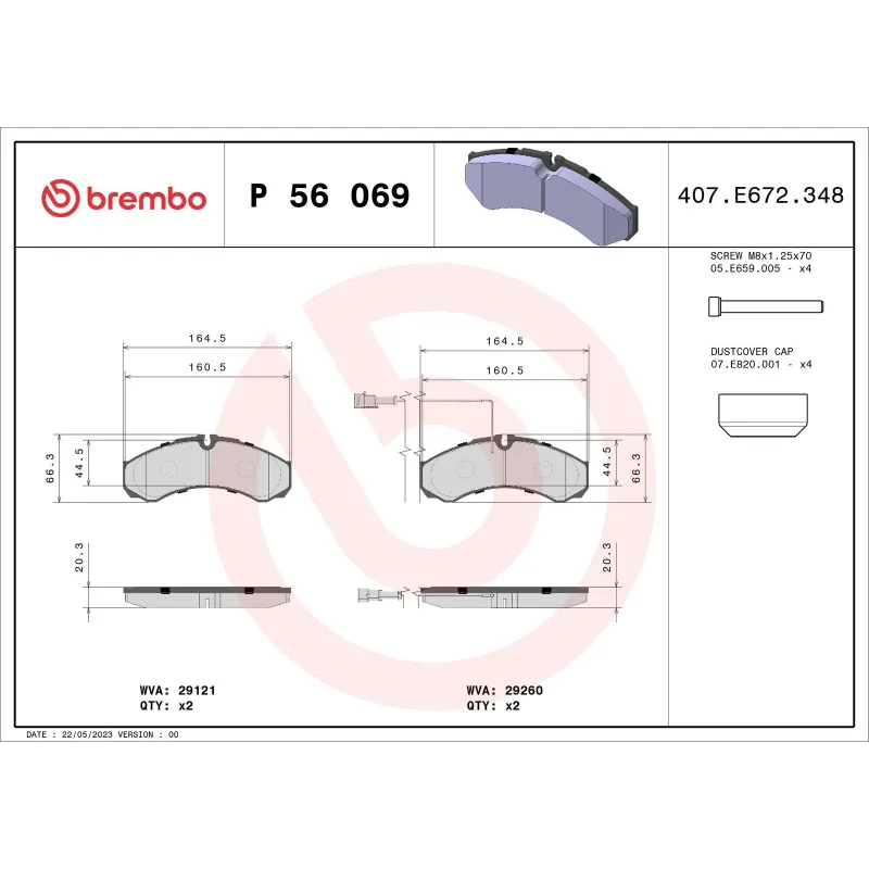 BREMBO P56069 Juego de pastillas de freno