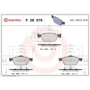 BREMBO P28076 Juego de pastillas de freno