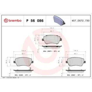 BREMBO P56086 Juego de pastillas de freno