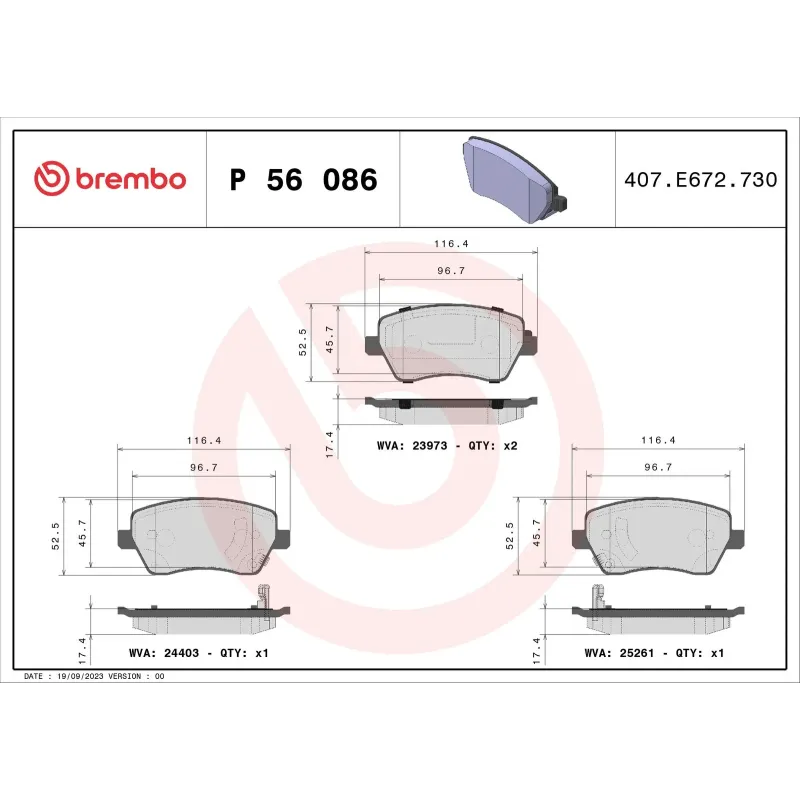 BREMBO P56086 Juego de pastillas de freno