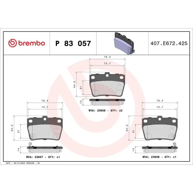 BREMBO P83057 Juego de pastillas de freno
