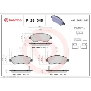 BREMBO P28045 Juego de pastillas de freno