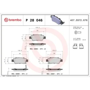 BREMBO P28046 Juego de pastillas de freno