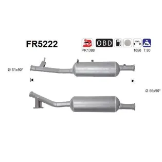 AS FR5222 Filtro hollín/partículas, sistema escape