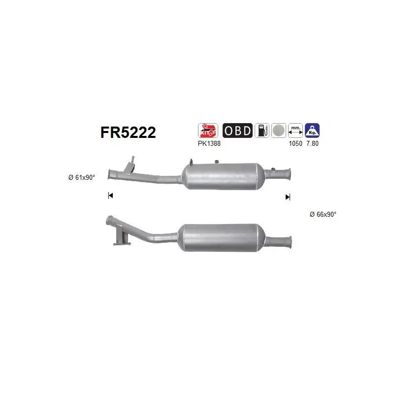 AS FR5222 Filtro hollín/partículas, sistema escape