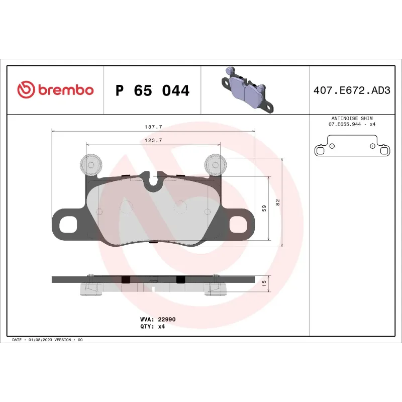 BREMBO P65044 Juego de pastillas de freno