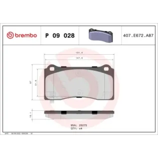 BREMBO P09028 Juego de pastillas de freno