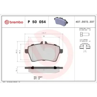 BREMBO P50054 Juego de pastillas de freno