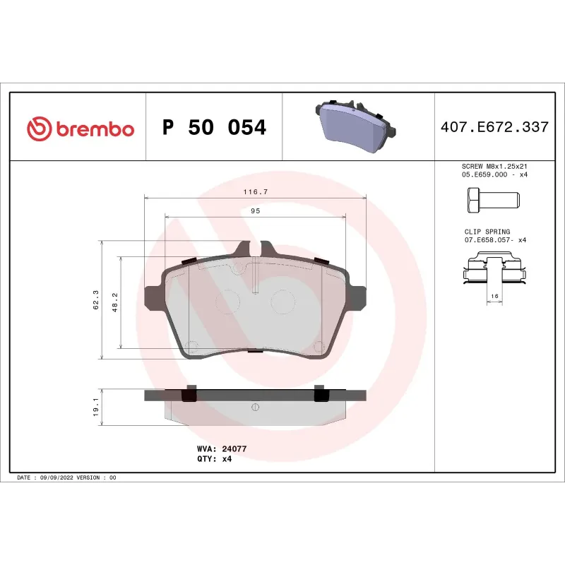 BREMBO P50054 Juego de pastillas de freno