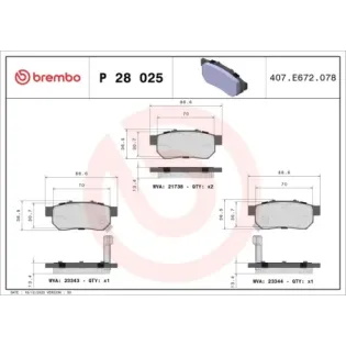BREMBO P28025 Juego de pastillas de freno