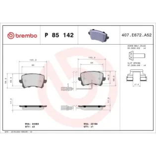 BREMBO P85142 Juego de pastillas de freno