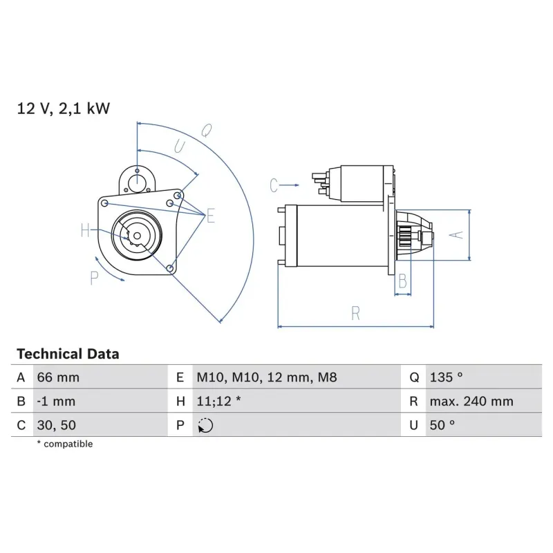 BOSCH 0986020131 Motor de arranque