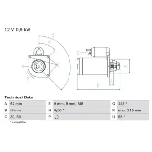 BOSCH 0986013850 Motor de arranque
