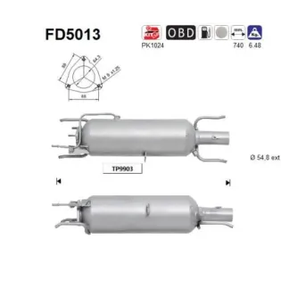 AS FD5013 Filtro hollín/partículas, sistema escape