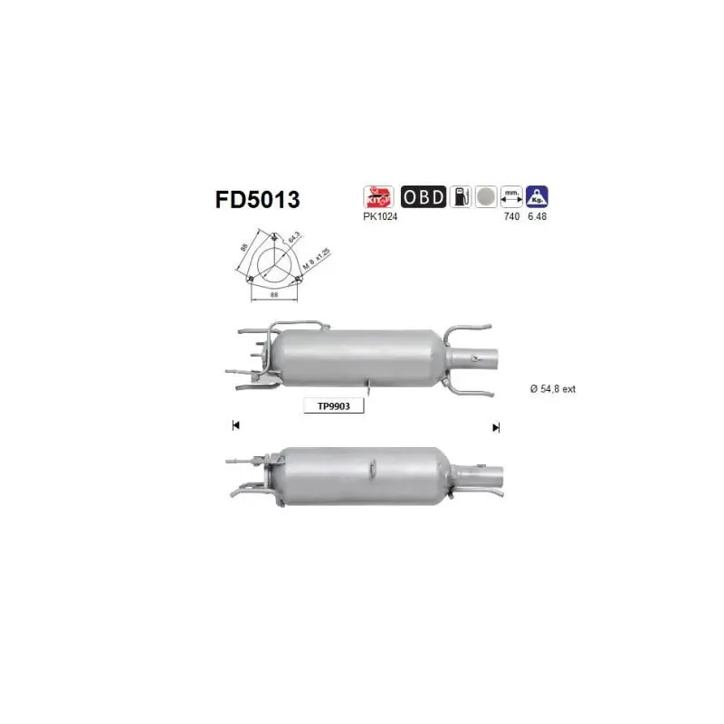 AS FD5013 Filtro hollín/partículas, sistema escape