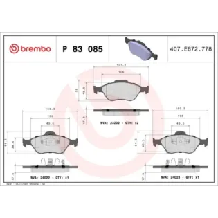 BREMBO P83085 Juego de pastillas de freno