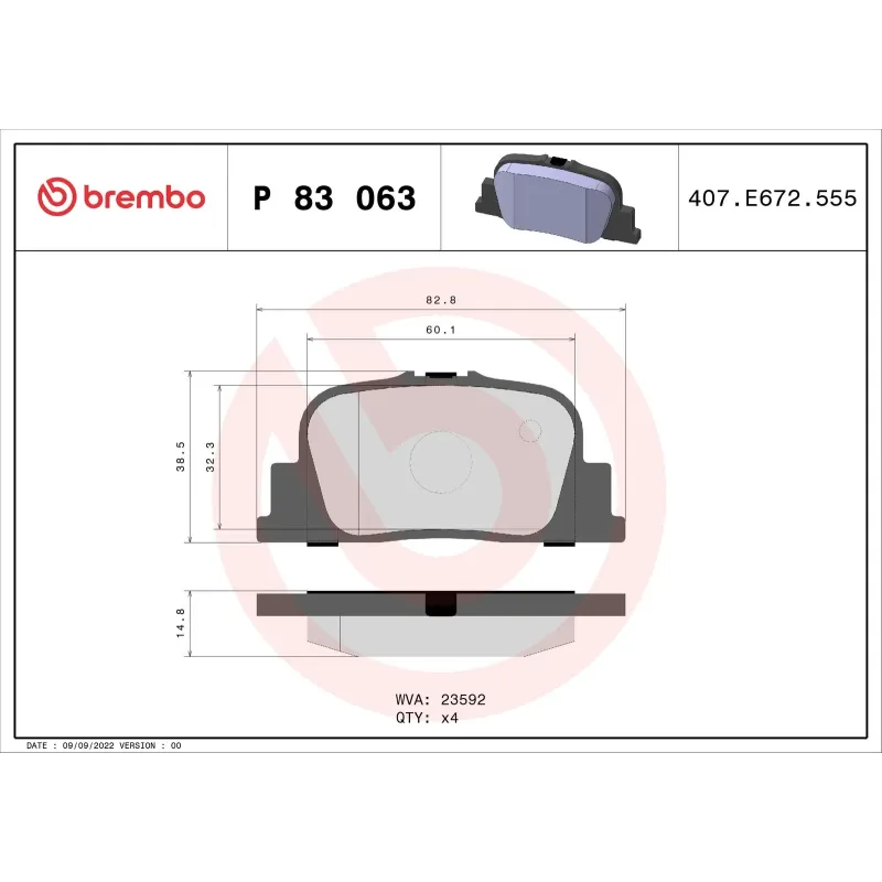 BREMBO P83063 Juego de pastillas de freno
