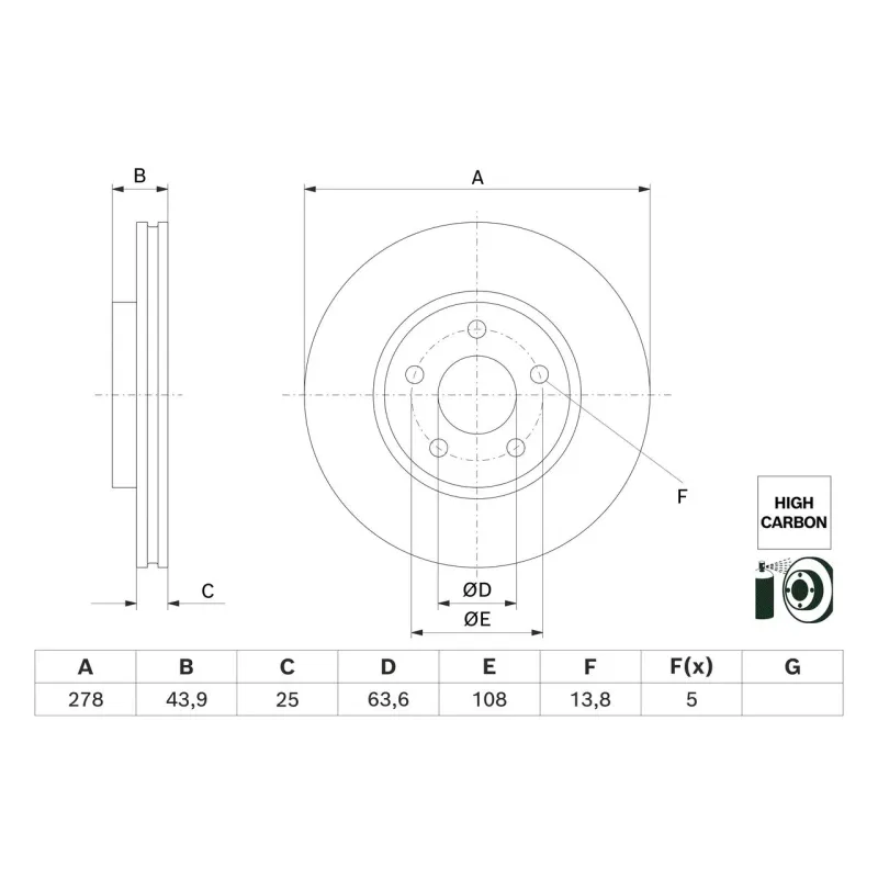 BOSCH 0986479H66 Disco de freno (Unidad)