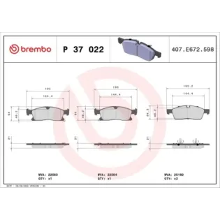 BREMBO P37022 Juego de pastillas de freno
