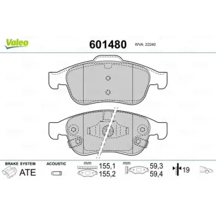 VALEO 601480 Juego de pastillas de freno