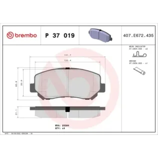 BREMBO P37019 Juego de pastillas de freno