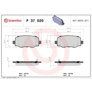 BREMBO P37020 Juego de pastillas de freno