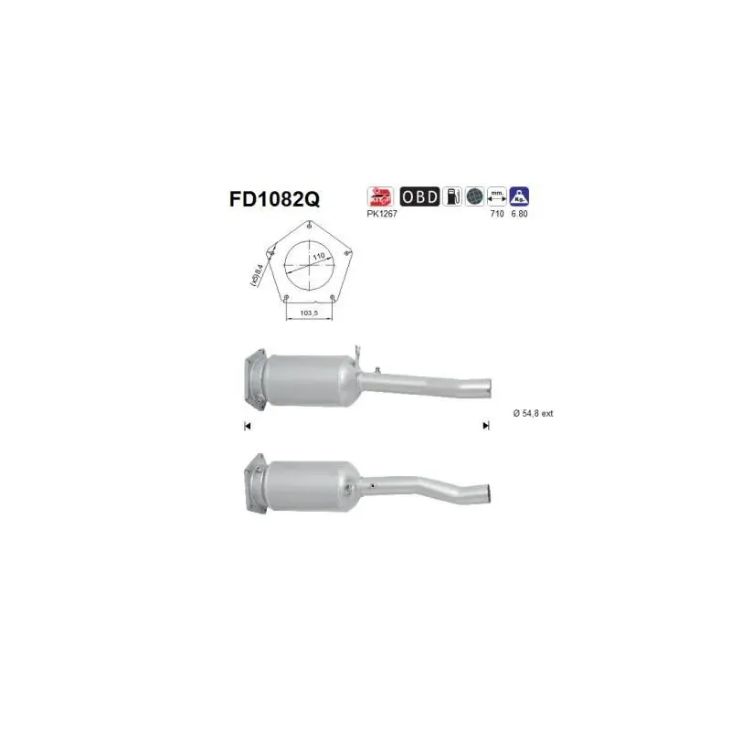 AS FD1082Q Filtro hollín/partículas, sistema escape
