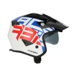 Casco Acerbis Jet Aria Graphic Sport 22-06 color blanco, azul y rojo glossy 0026602.034