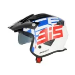 Casco Acerbis Jet Aria Graphic Sport 22-06 color blanco, azul y rojo glossy 0026602.034