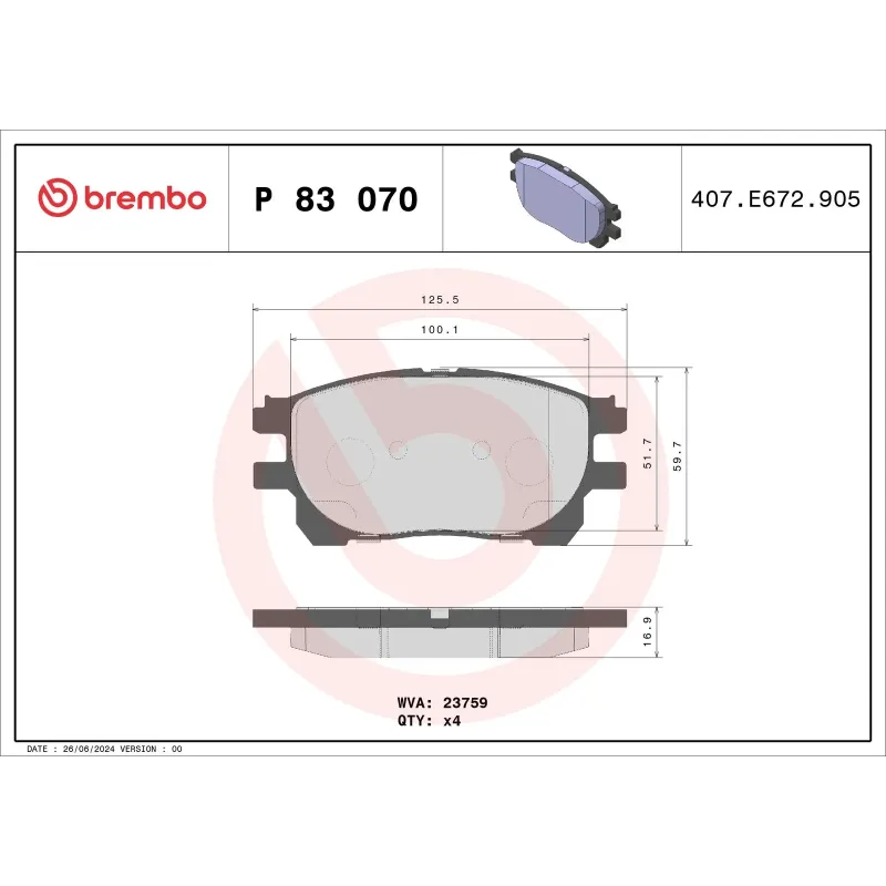 BREMBO P83070 Juego de pastillas de freno