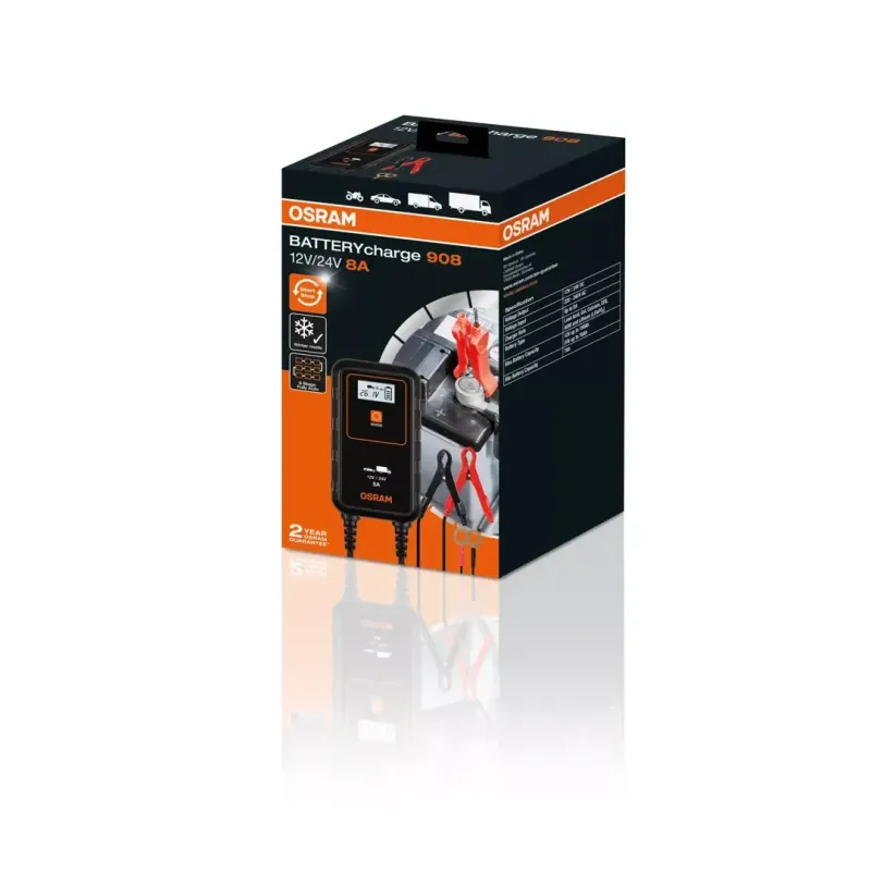 Cargador y mantenedor de batería inteligente Osram Battery charge 908 -  OEBCS908