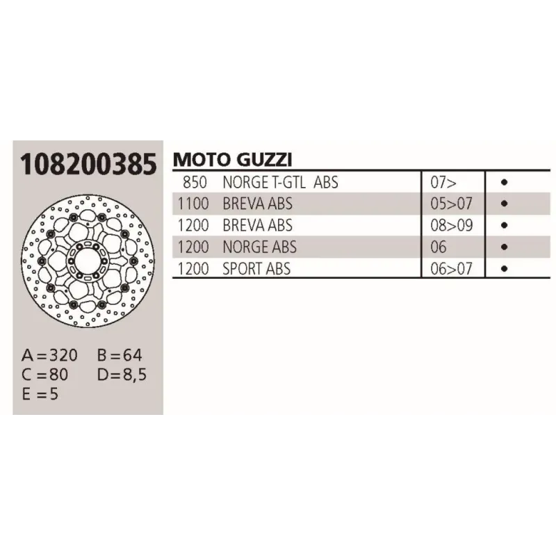 Disco Brembo Genuine  Guzzi Breva 1.0 108200385