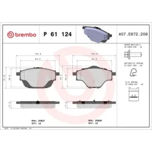BREMBO P61124 Juego de pastillas de freno