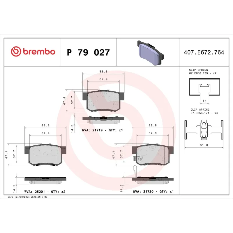 BREMBO P79027 Juego de pastillas de freno