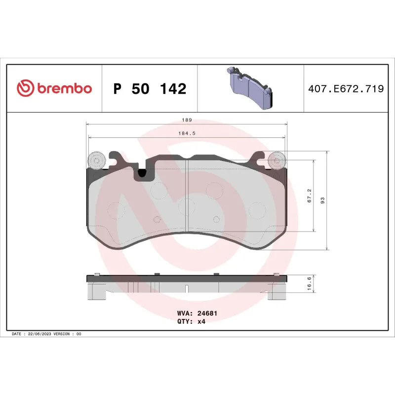 BREMBO P50142 Juego de pastillas de freno