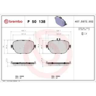 BREMBO P50138 Juego de pastillas de freno