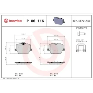 BREMBO P06116 Juego de pastillas de freno