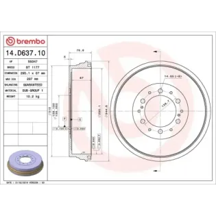 BREMBO 14.D637.10 Tambor de freno