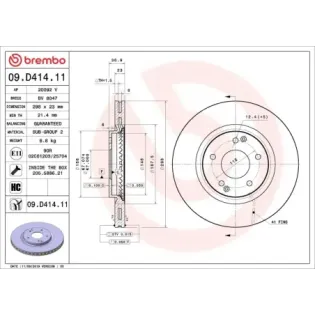 BREMBO 09.D414.11 Disco de freno